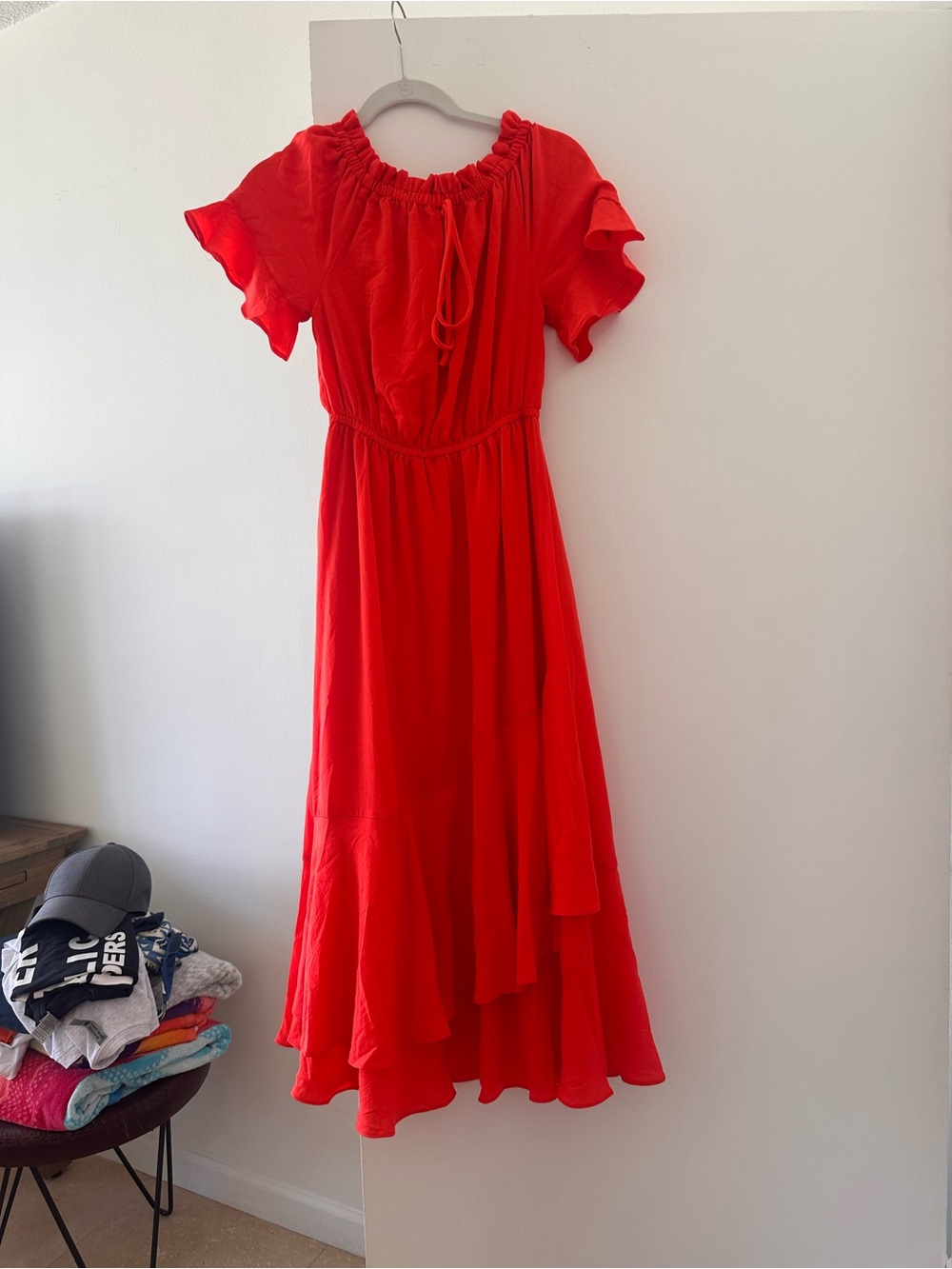 Patrizia Luca Vibrant Red Ruffle Maxi Dress